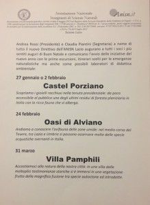 Presentiamo le escursioni in programma per l'inizio del 2019