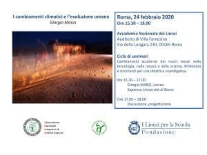 Seminario prof. Manzi ” Cambiamenti climatici ed evoluzione Umana “